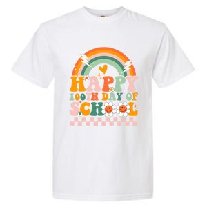 Happy 100 Days Of School Teacher Retro Groovy 100th Day Gift Garment-Dyed Heavyweight T-Shirt