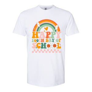 Happy 100 Days Of School Teacher Retro Groovy 100th Day Gift Softstyle CVC T-Shirt