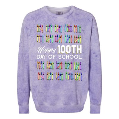 Happy 100th Day Of School Student Gift 100 Days Of School Colorblast Crewneck Sweatshirt