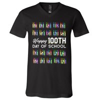 Happy 100th Day Of School Student Gift 100 Days Of School V-Neck T-Shirt