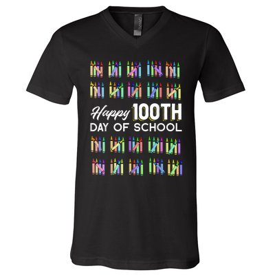 Happy 100th Day Of School Student Gift 100 Days Of School V-Neck T-Shirt