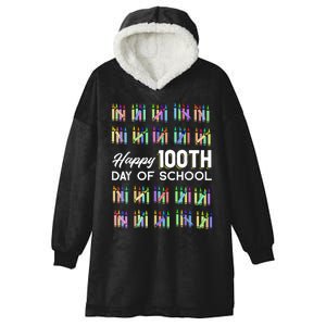 Happy 100th Day Of School Student Gift 100 Days Of School Hooded Wearable Blanket