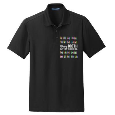 Happy 100th Day Of School Student Gift 100 Days Of School Dry Zone Grid Polo