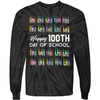 Happy 100th Day Of School Student Gift 100 Days Of School Tie-Dye Long Sleeve Shirt