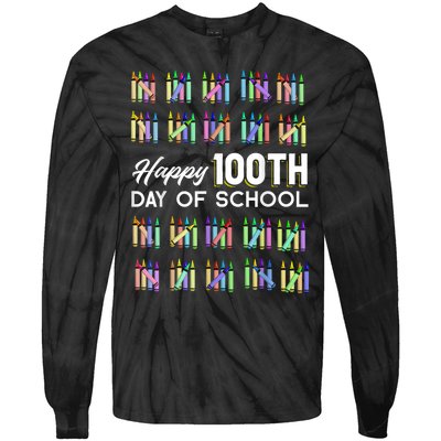 Happy 100th Day Of School Student Gift 100 Days Of School Tie-Dye Long Sleeve Shirt