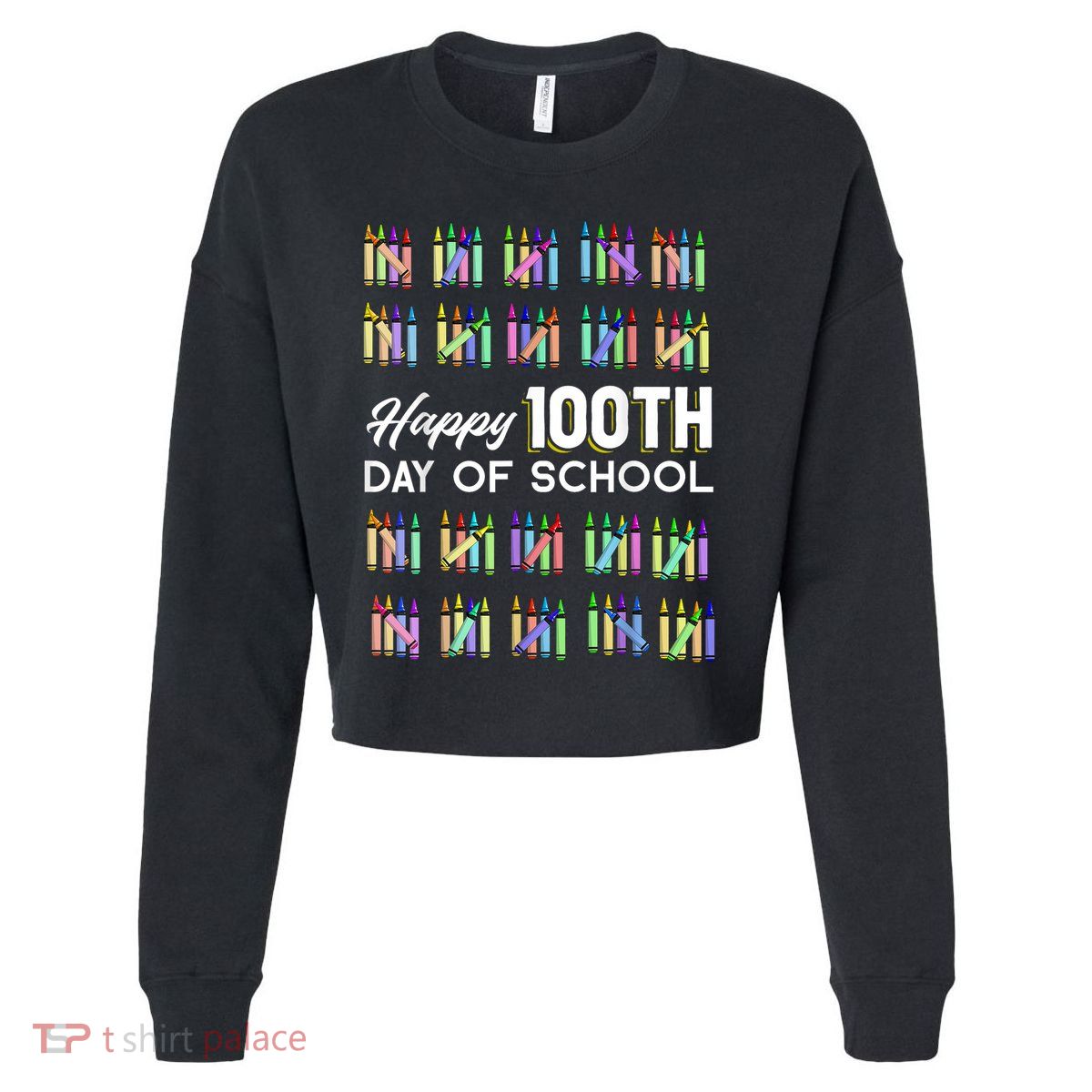 Happy 100th Day Of School Student Gift 100 Days Of School Cropped Pullover Crew