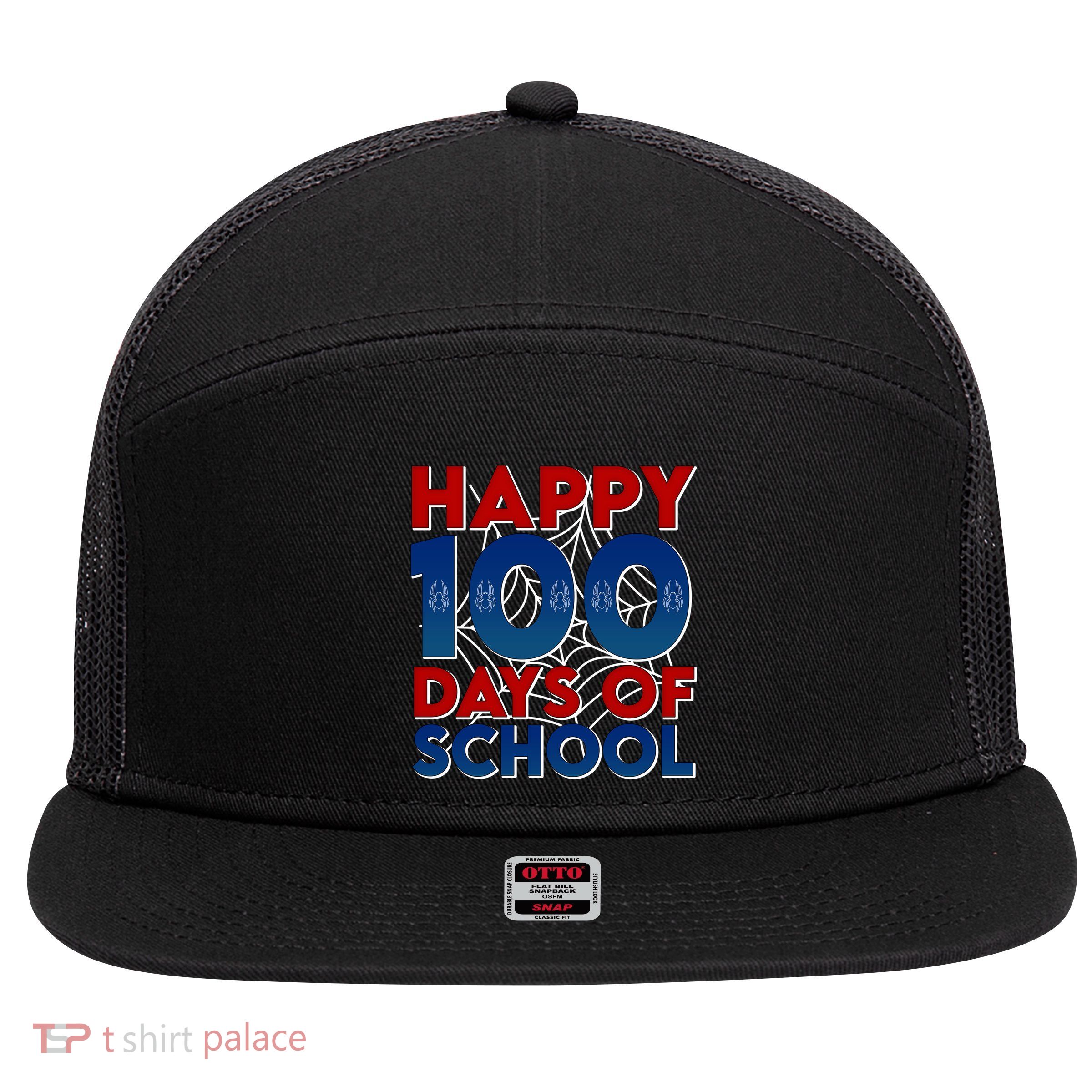 Happy 100 Days Of School Cute Superhero 7 Panel Mesh Trucker Snapback Hat