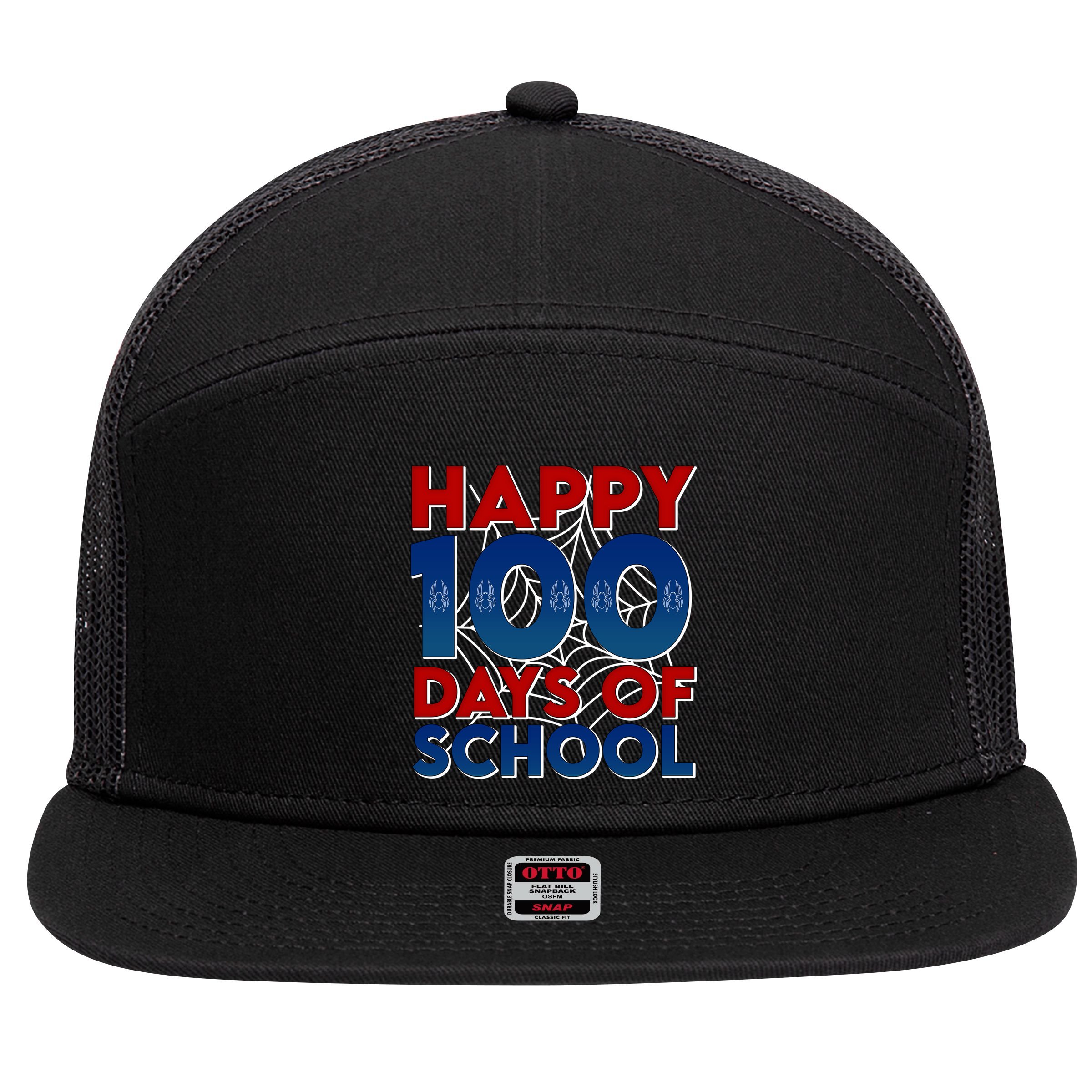 Happy 100 Days Of School Cute Superhero 7 Panel Mesh Trucker Snapback Hat