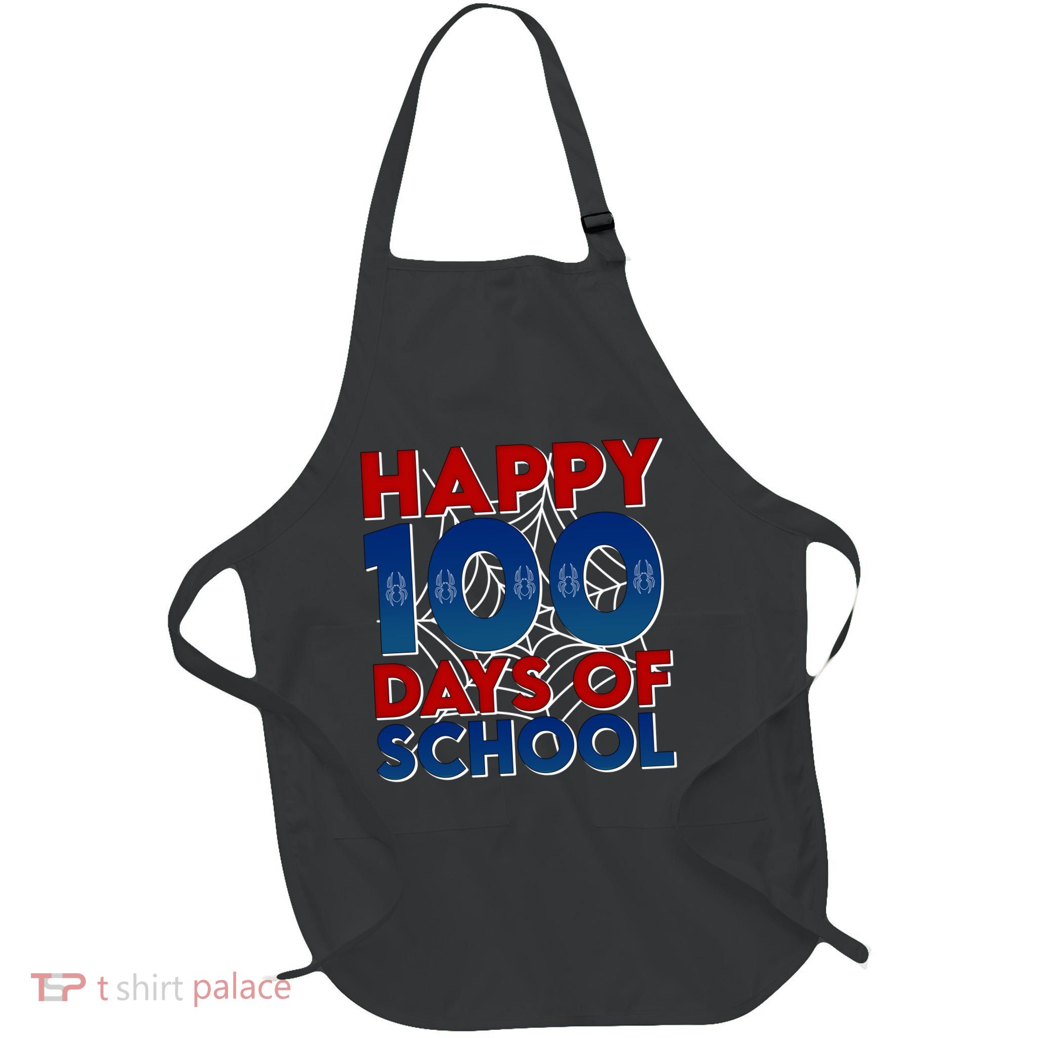 Happy 100 Days Of School Cute Superhero Full-Length Apron With Pockets