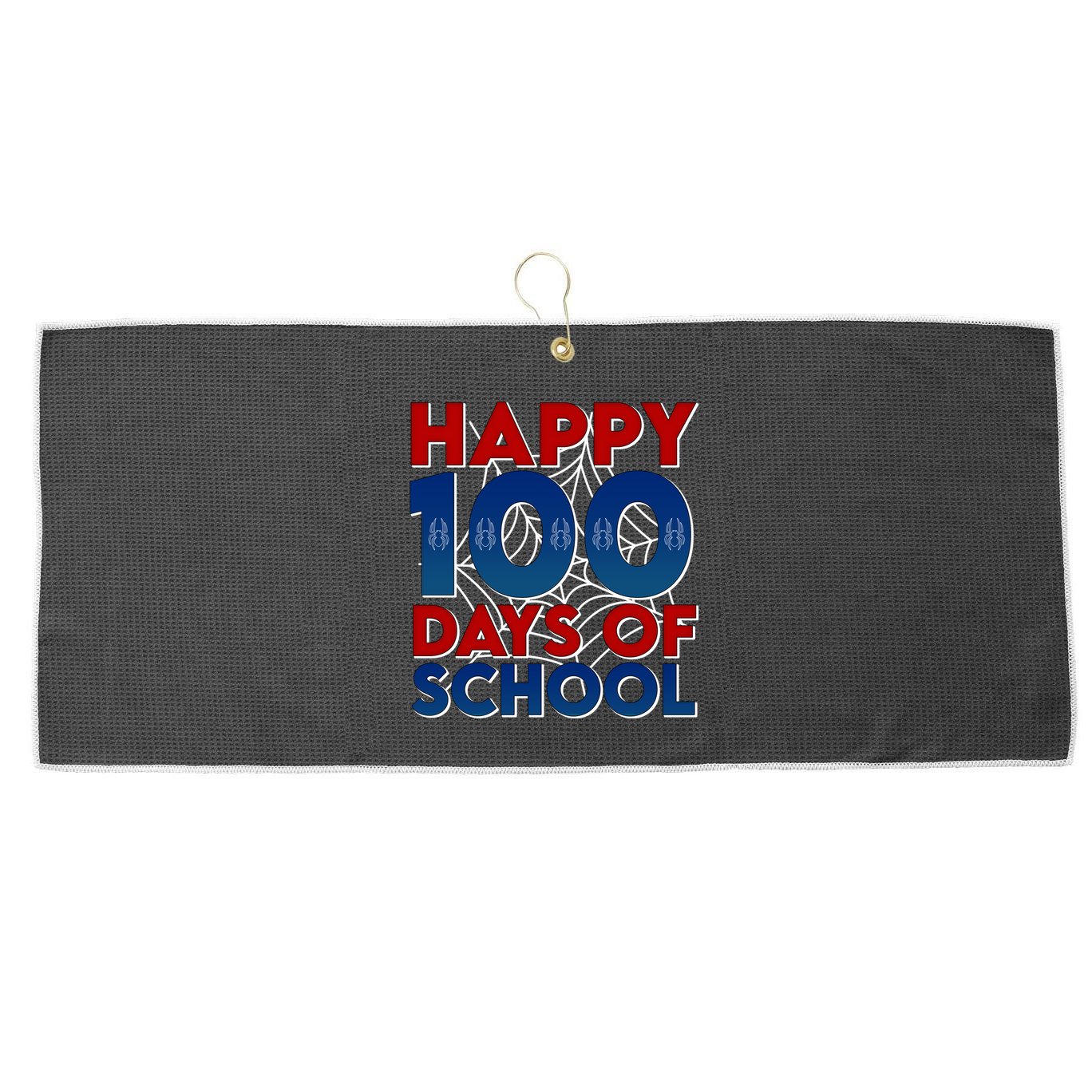 Happy 100 Days Of School Cute Superhero Large Microfiber Waffle Golf Towel