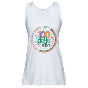 Happy 100 Days Of School Teacher Life Back To School Ladies Essential Flowy Tank