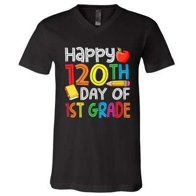 Happy 120 Days 1st Grade V-Neck T-Shirt