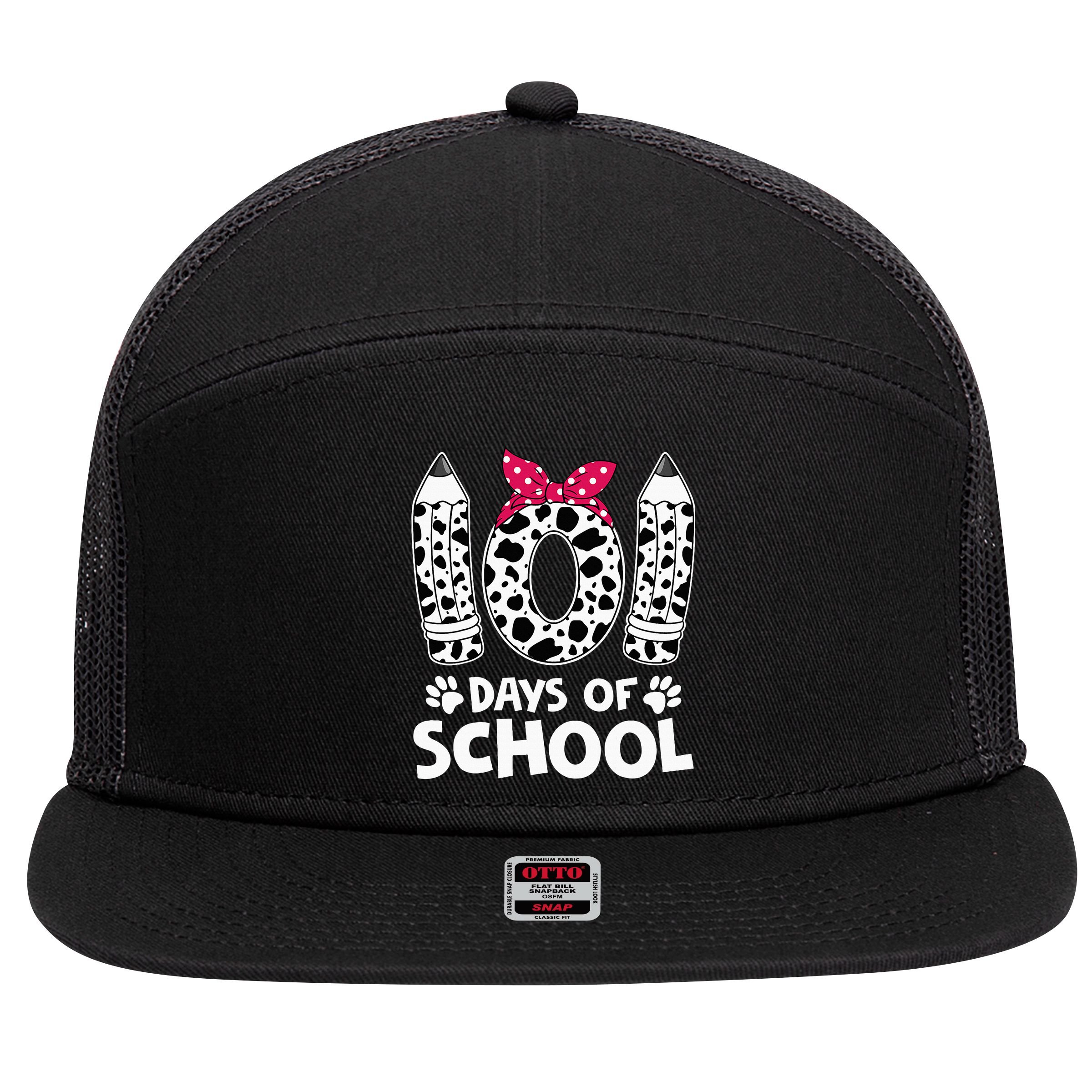 Happy 101 Days Of School Funny Student Teacher Gifts 7 Panel Mesh Trucker Snapback Hat
