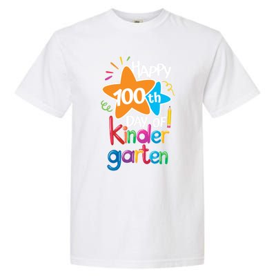 Happy 100th Day Of Kindergarten For Teacher And Student Gift Garment-Dyed Heavyweight T-Shirt