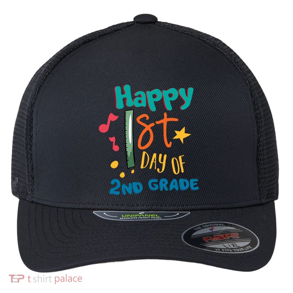 Happy 1st Day Of 2nd Grade Back To School Flexfit Unipanel Trucker Cap