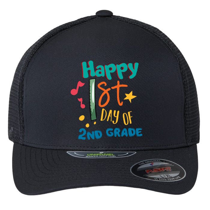 Happy 1st Day Of 2nd Grade Back To School Flexfit Unipanel Trucker Cap