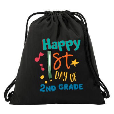 Happy 1st Day Of 2nd Grade Back To School Drawstring Bag