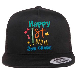 Happy 1st Day Of 2nd Grade Back To School Flat Bill Trucker Hat