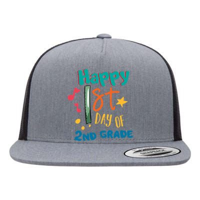 Happy 1st Day Of 2nd Grade Back To School Flat Bill Trucker Hat