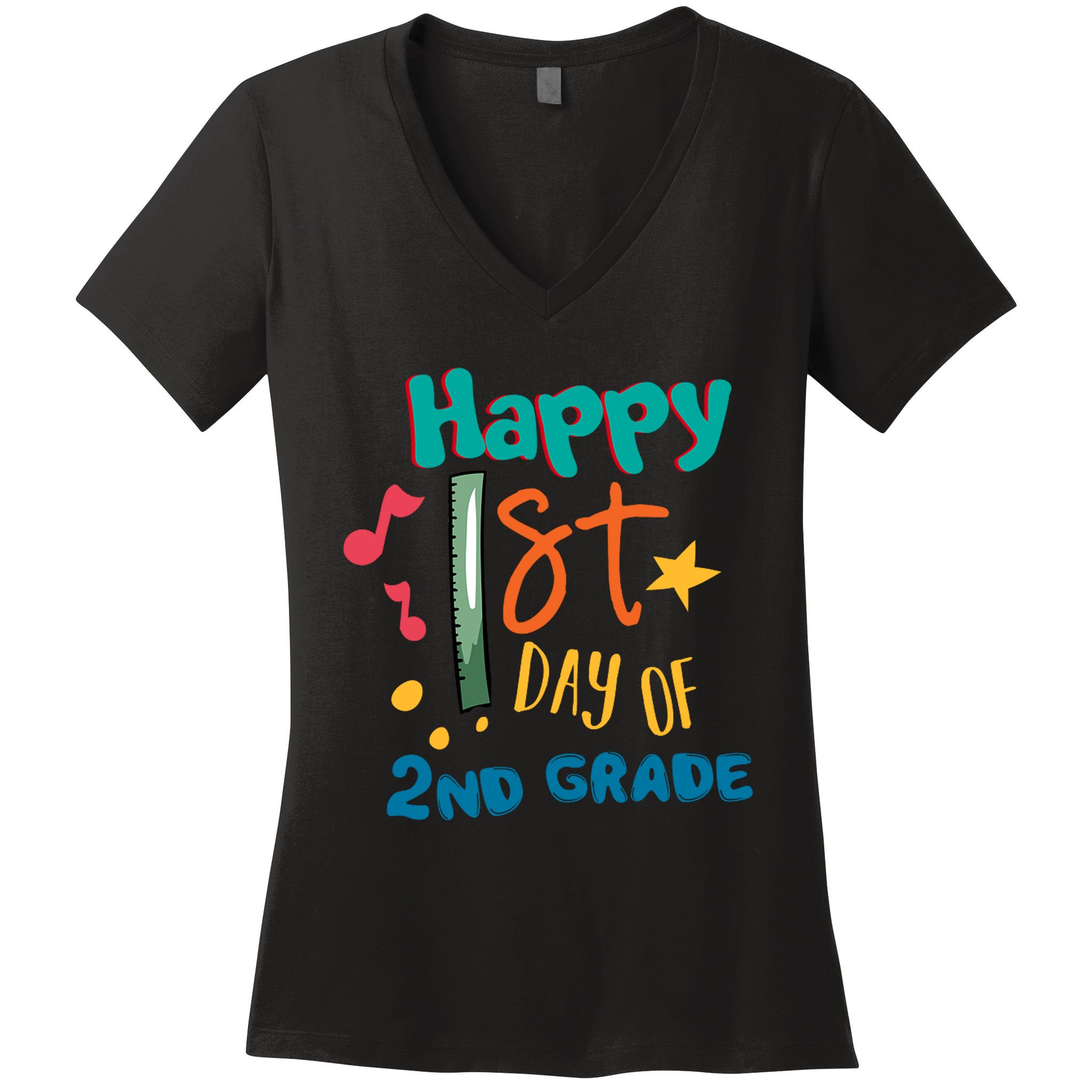 Happy 1st Day Of 2nd Grade Back To School Women's V-Neck T-Shirt