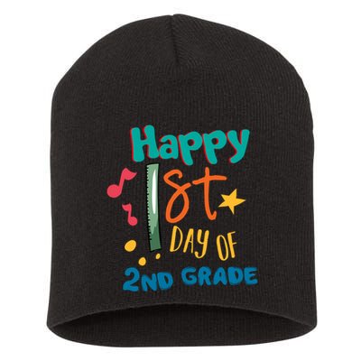 Happy 1st Day Of 2nd Grade Back To School Short Acrylic Beanie