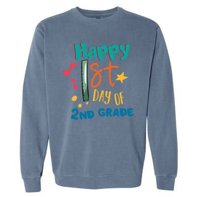 Happy 1st Day Of 2nd Grade Back To School Garment-Dyed Sweatshirt