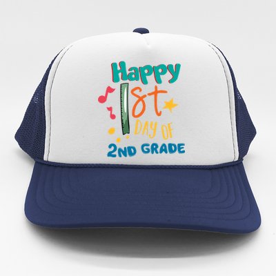 Happy 1st Day Of 2nd Grade Back To School Trucker Hat