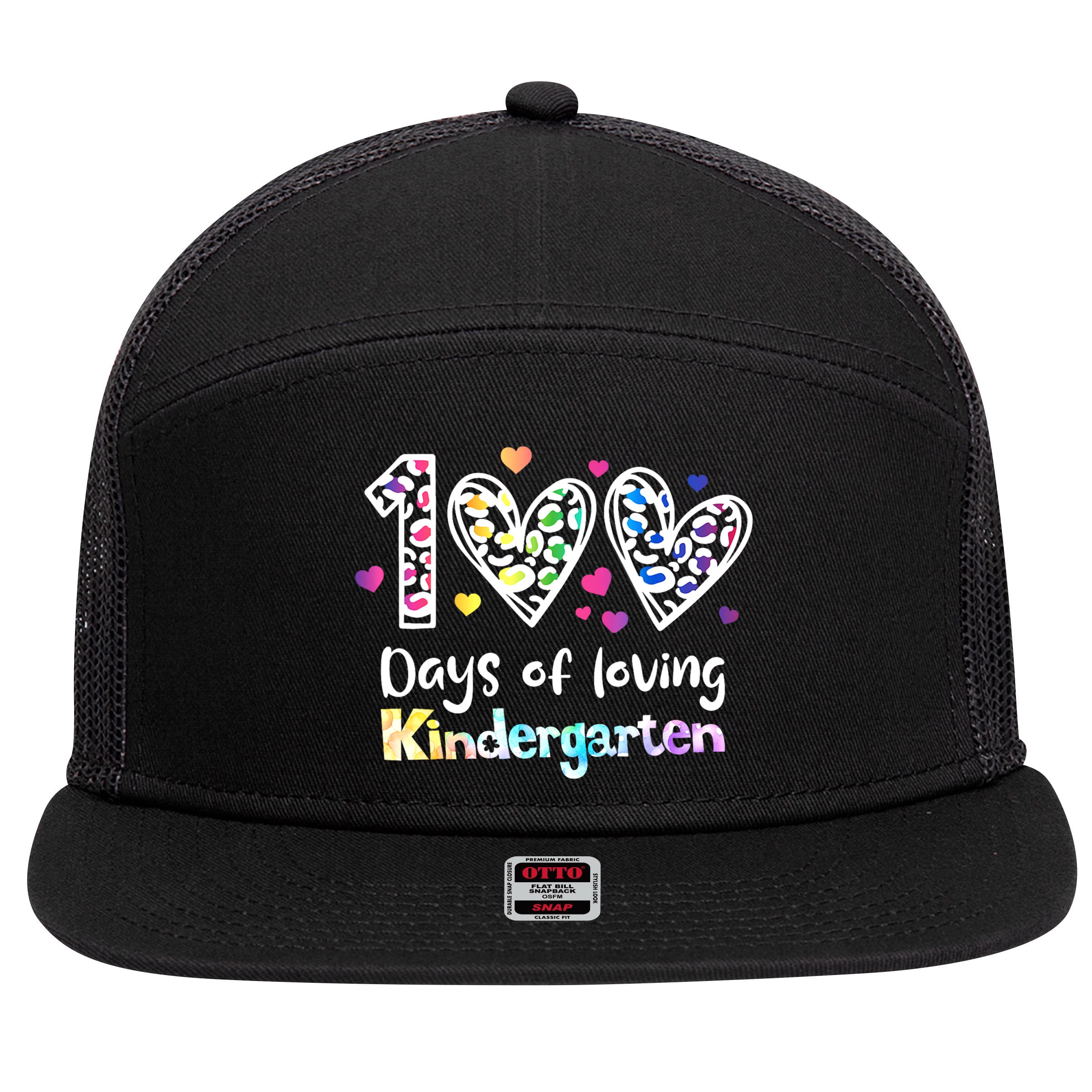 Happy 100th Day Of Kindergarten Teachers 100 Days 7 Panel Mesh Trucker Snapback Hat