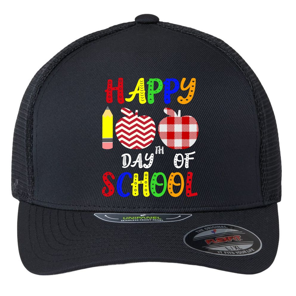 Happy 100th Day Of School Flexfit Unipanel Trucker Cap
