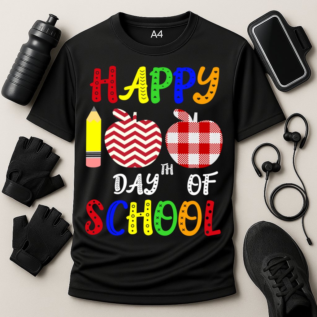 Happy 100th Day Of School Cooling Performance Crew T-Shirt