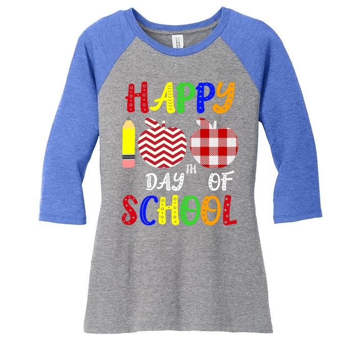 Happy 100th Day Of School Women's Tri-Blend 3/4-Sleeve Raglan Shirt