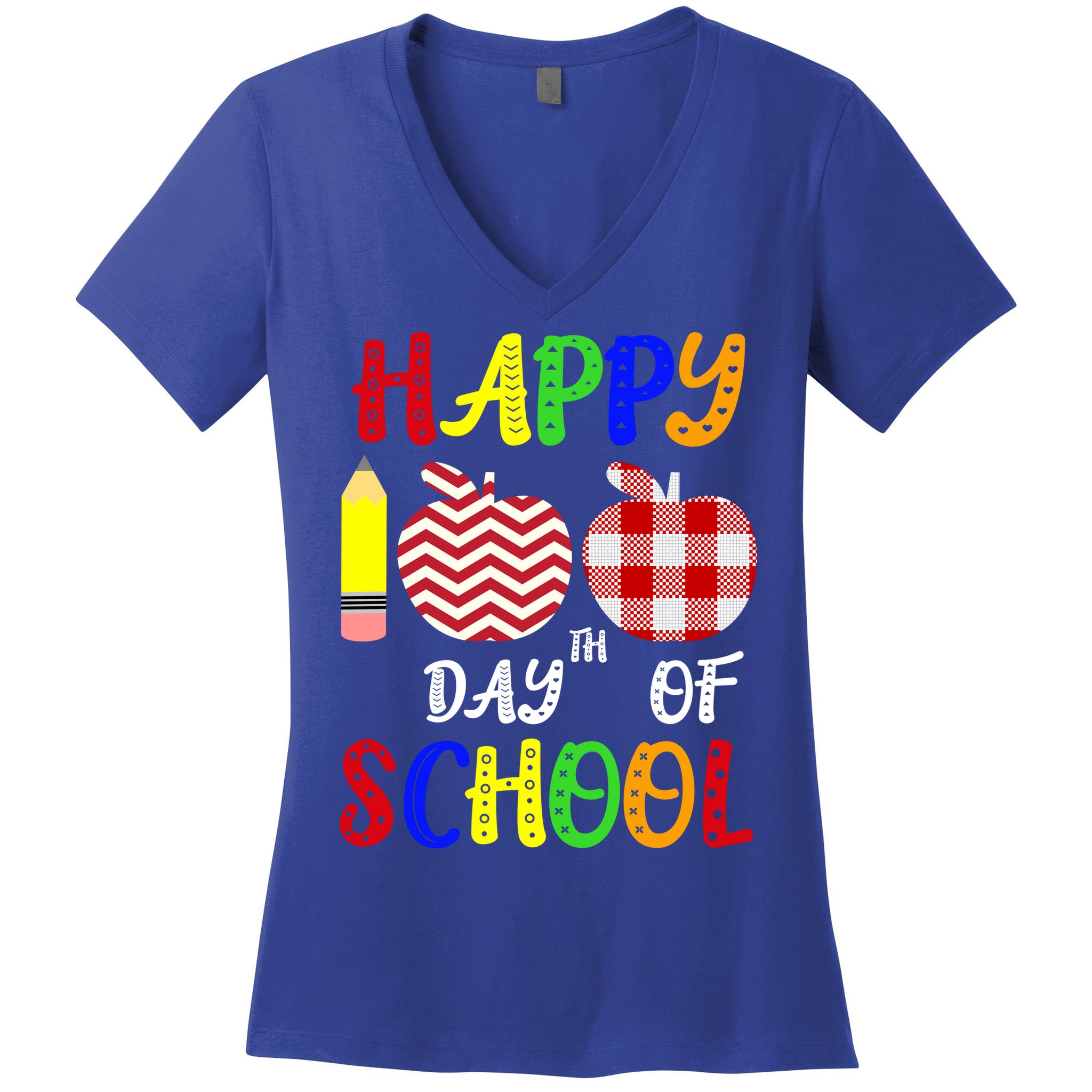 Happy 100th Day Of School Women's V-Neck T-Shirt