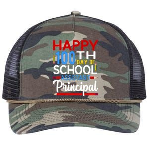 Happy 100th Day Of School Assistant Principal Gift Retro Rope Trucker Hat Cap