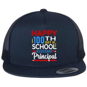 Happy 100th Day Of School Assistant Principal Gift Flat Bill Trucker Hat