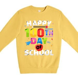 Happy 100th Day Of School For 100 Days Student Or Teacher Cute Gift Premium Crewneck Sweatshirt