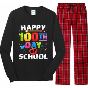 Happy 100th Day Of School For 100 Days Student Or Teacher Cute Gift Long Sleeve Pajama Set