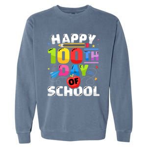 Happy 100th Day Of School For 100 Days Student Or Teacher Cute Gift Garment-Dyed Sweatshirt