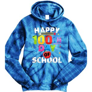 Happy 100th Day Of School For 100 Days Student Or Teacher Cute Gift Tie Dye Hoodie