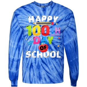 Happy 100th Day Of School For 100 Days Student Or Teacher Cute Gift Tie-Dye Long Sleeve Shirt