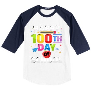 Happy 100th Day Of School For 100 Days Student Or Teacher Cute Gift Baseball Sleeve Shirt