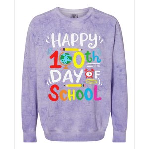 Happy 100th Day Of School 100 Days Of School Teacher Student Colorblast Crewneck Sweatshirt