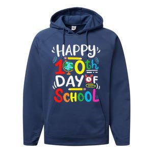 Happy 100th Day Of School 100 Days Of School Teacher Student Performance Fleece Hoodie