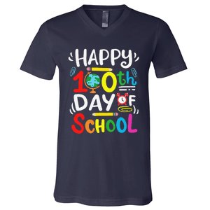 Happy 100th Day Of School 100 Days Of School Teacher Student V-Neck T-Shirt