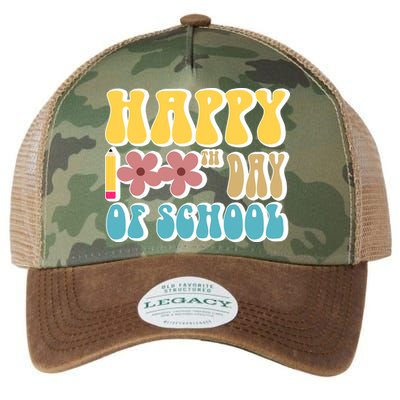 Happy 100th Day Of School Cute Retro Flower Legacy Tie Dye Trucker Hat