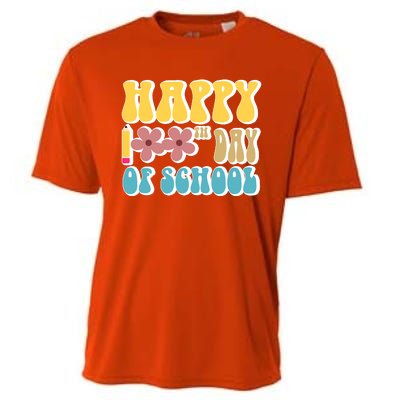 Happy 100th Day Of School Cute Retro Flower Cooling Performance Crew T-Shirt