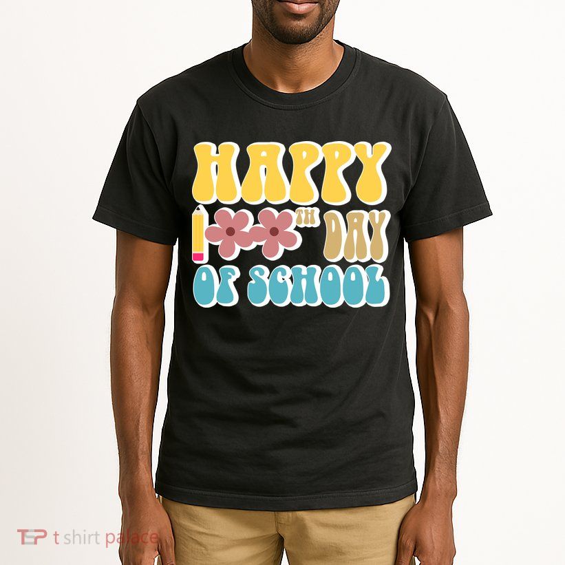 Happy 100th Day Of School Cute Retro Flower Tall T-Shirt