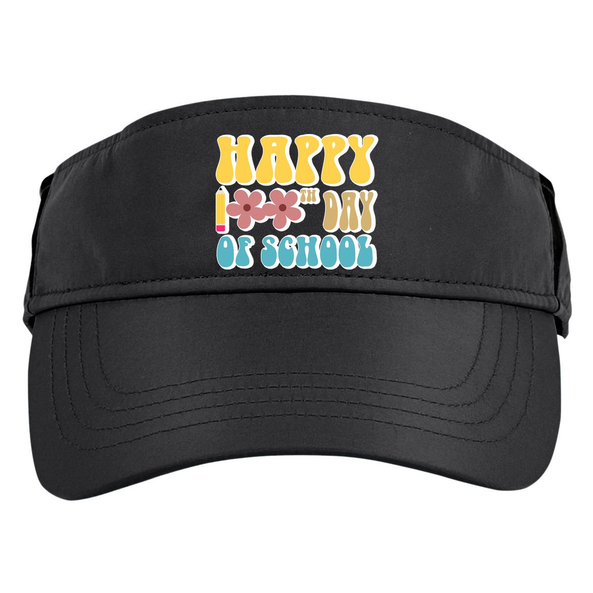 Happy 100th Day Of School Cute Retro Flower Adult Drive Performance Visor