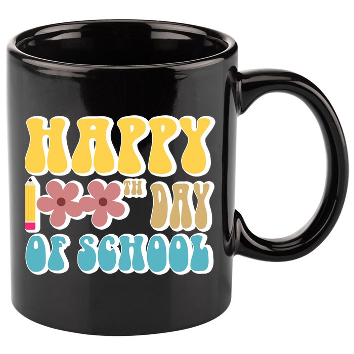 Happy 100th Day Of School Cute Retro Flower 11oz C Handle Ceramic Mug