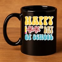 Happy 100th Day Of School Cute Retro Flower 11oz C Handle Ceramic Mug