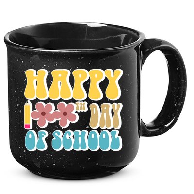 Happy 100th Day Of School Cute Retro Flower 15oz Campfire Ceramic Mug